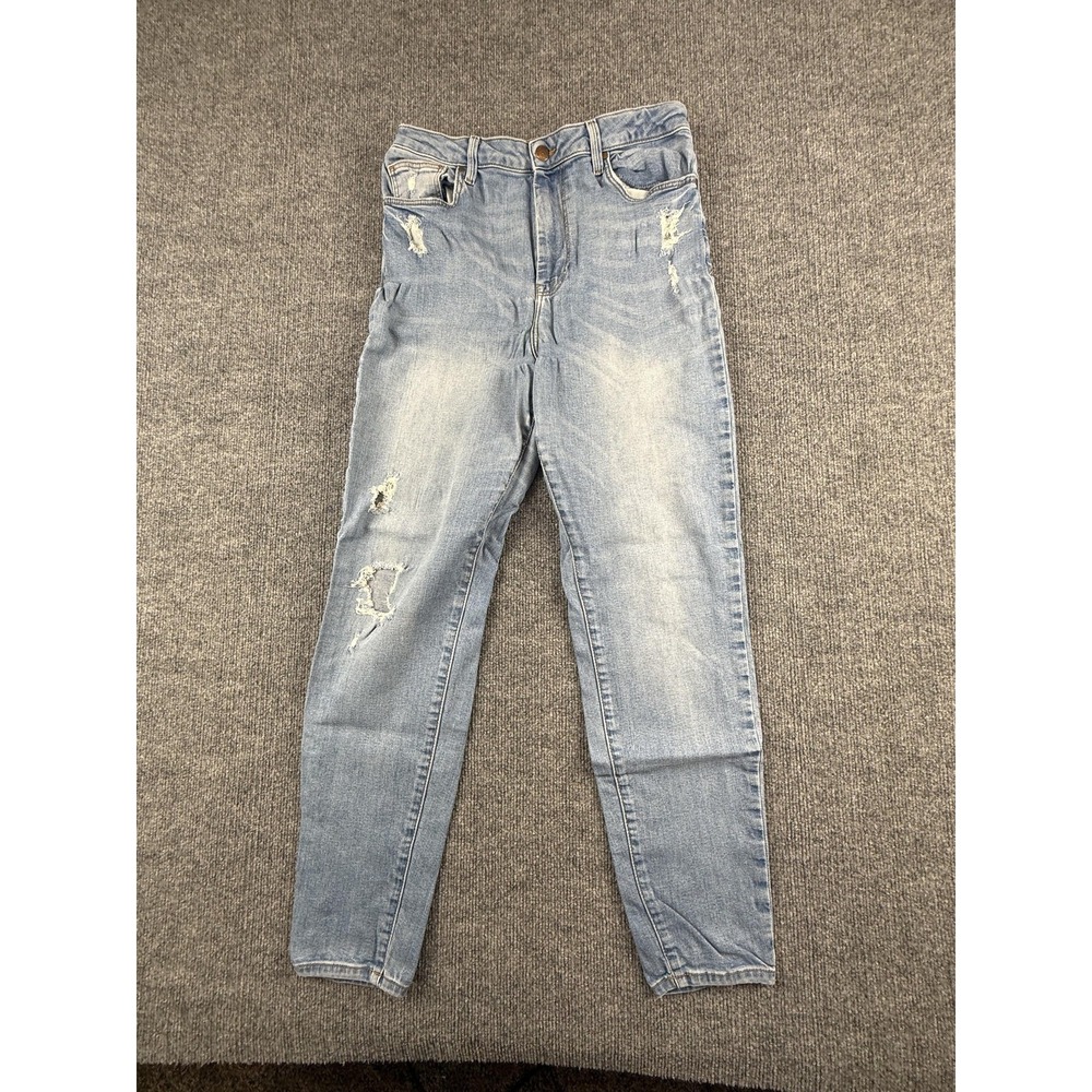 Forever 21 Jeans Womens 30 Light Wash High Rise Mom Distressed Stretch Denim